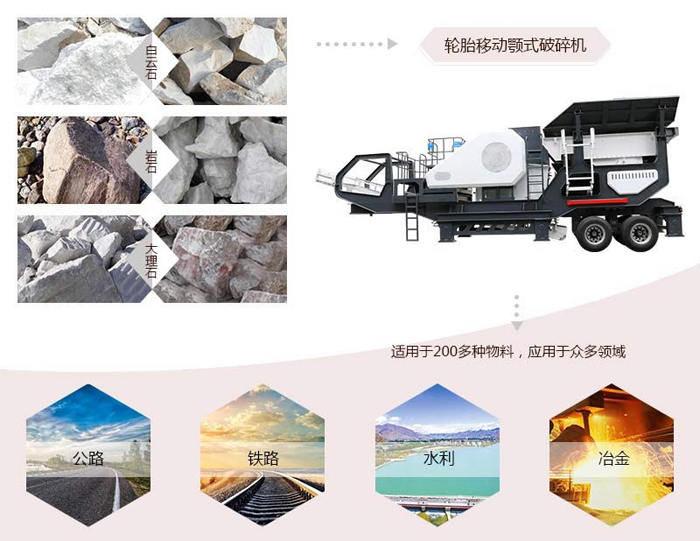 移动打石机搭载鄂式破碎机可用于多种物料加工 移动打石机搭载鄂式破碎机可用于多种物料加工
