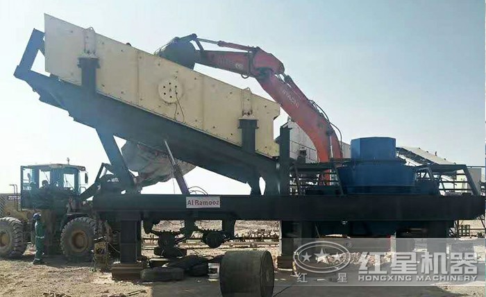 移动制砂机鹅卵石施工现场 移动制砂机鹅卵石施工现场